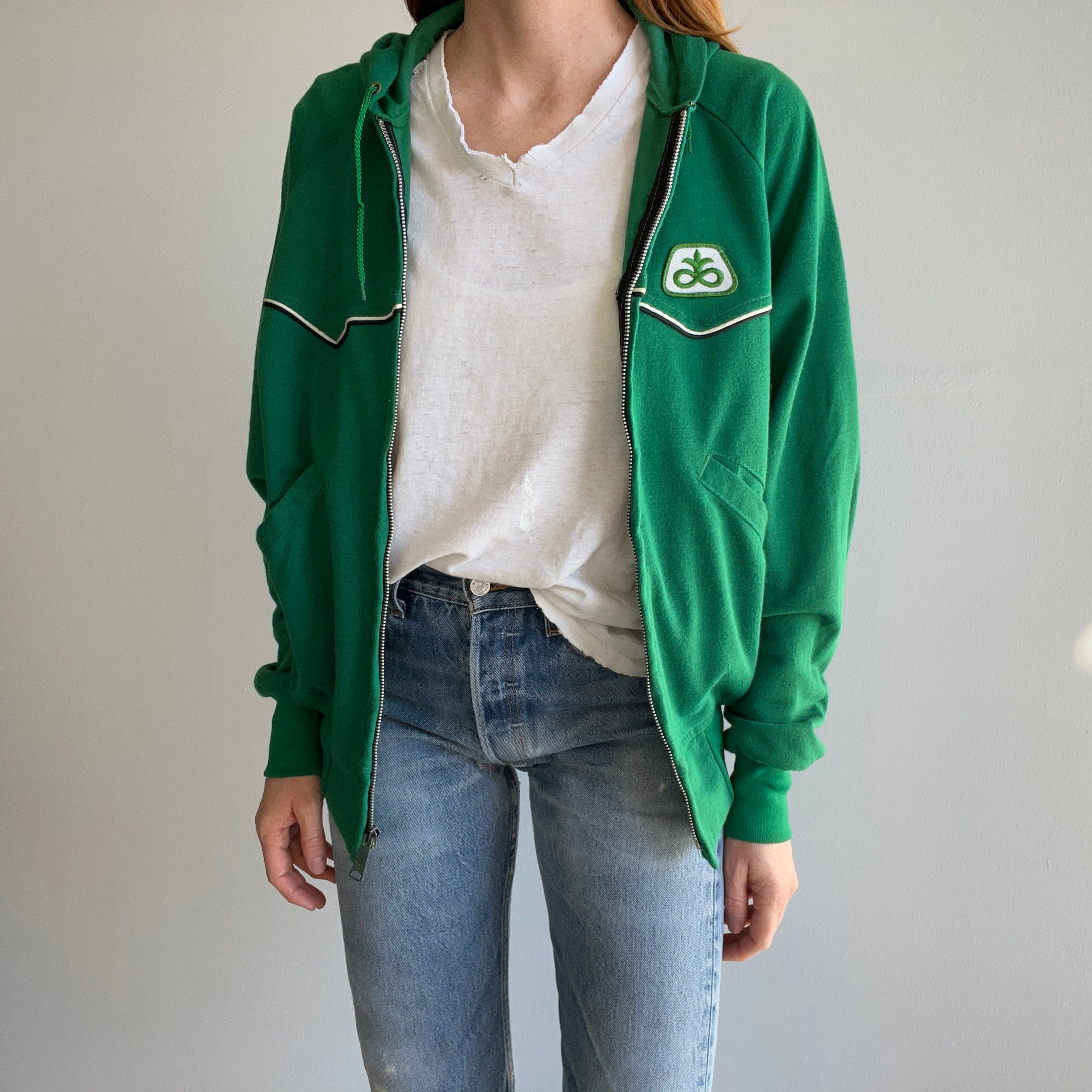 1970s Pioneer Seed Patch Hoodie with No Fleece, But a Great Zipper