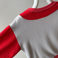 1970s Two Tone Red and Gray Sweatshirt - Small