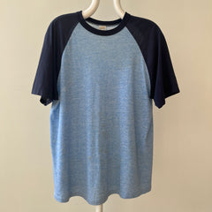 1970s Two Tone Blue Blank T Shirt