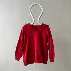 1970s Thrashed Red Raglan Hoodie