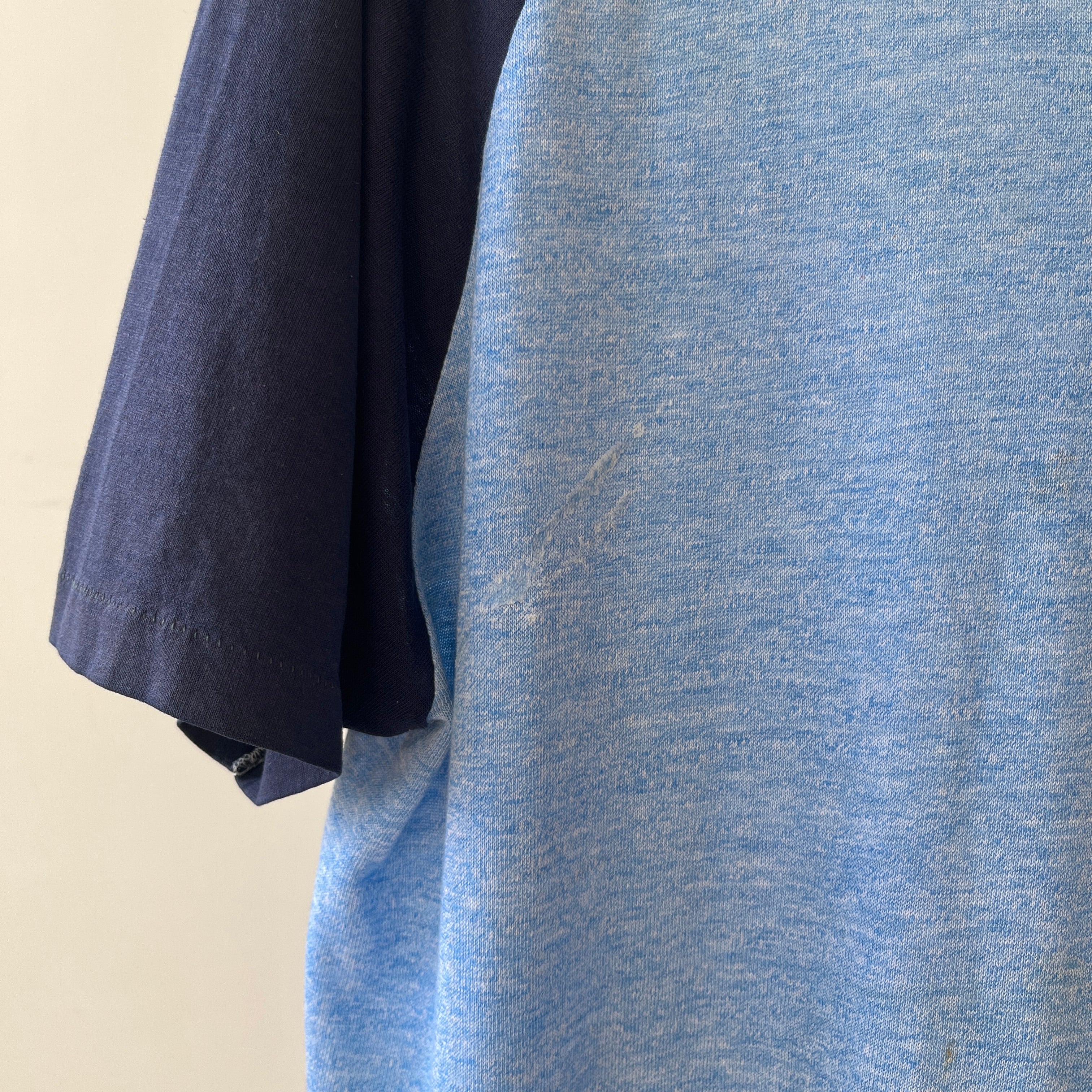 1970s Two Tone Blue Blank T Shirt