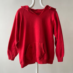 1970s Thrashed Red Raglan Hoodie