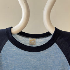 1970s Two Tone Blue Blank T Shirt