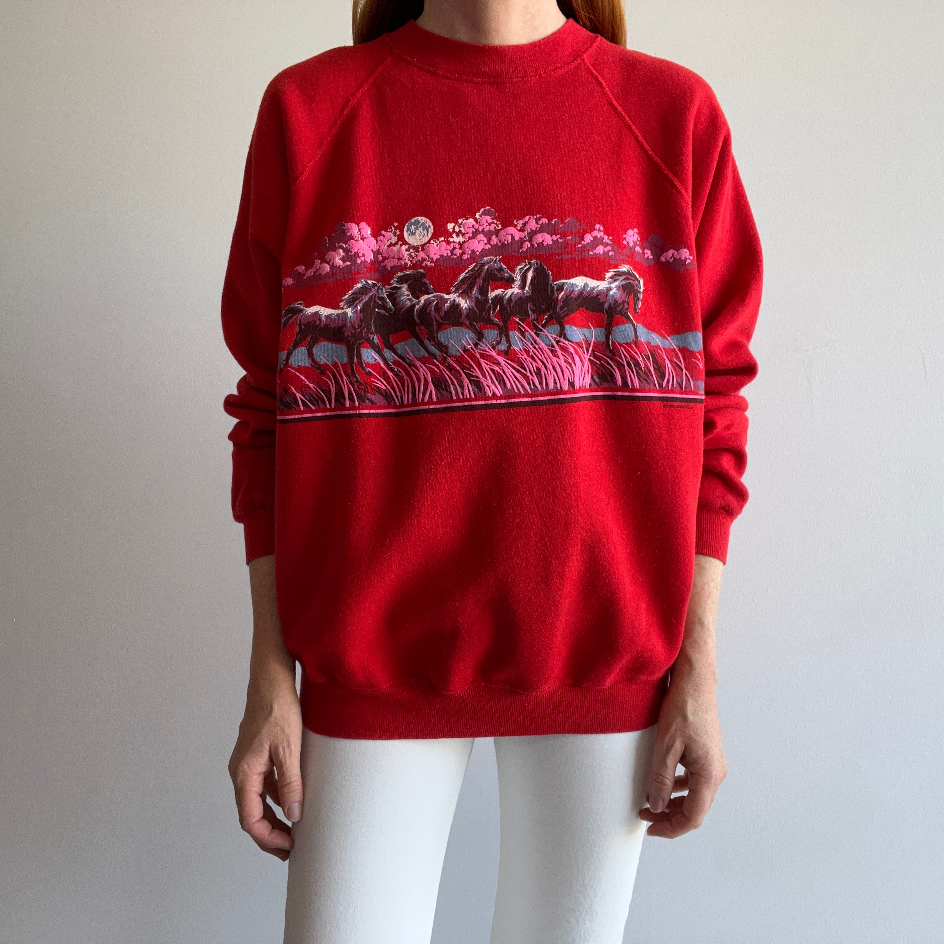 1990 Horses Galloping Wrap Around Sweatshirt - THIS!