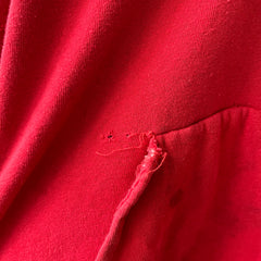 1970s Thrashed Red Raglan Hoodie