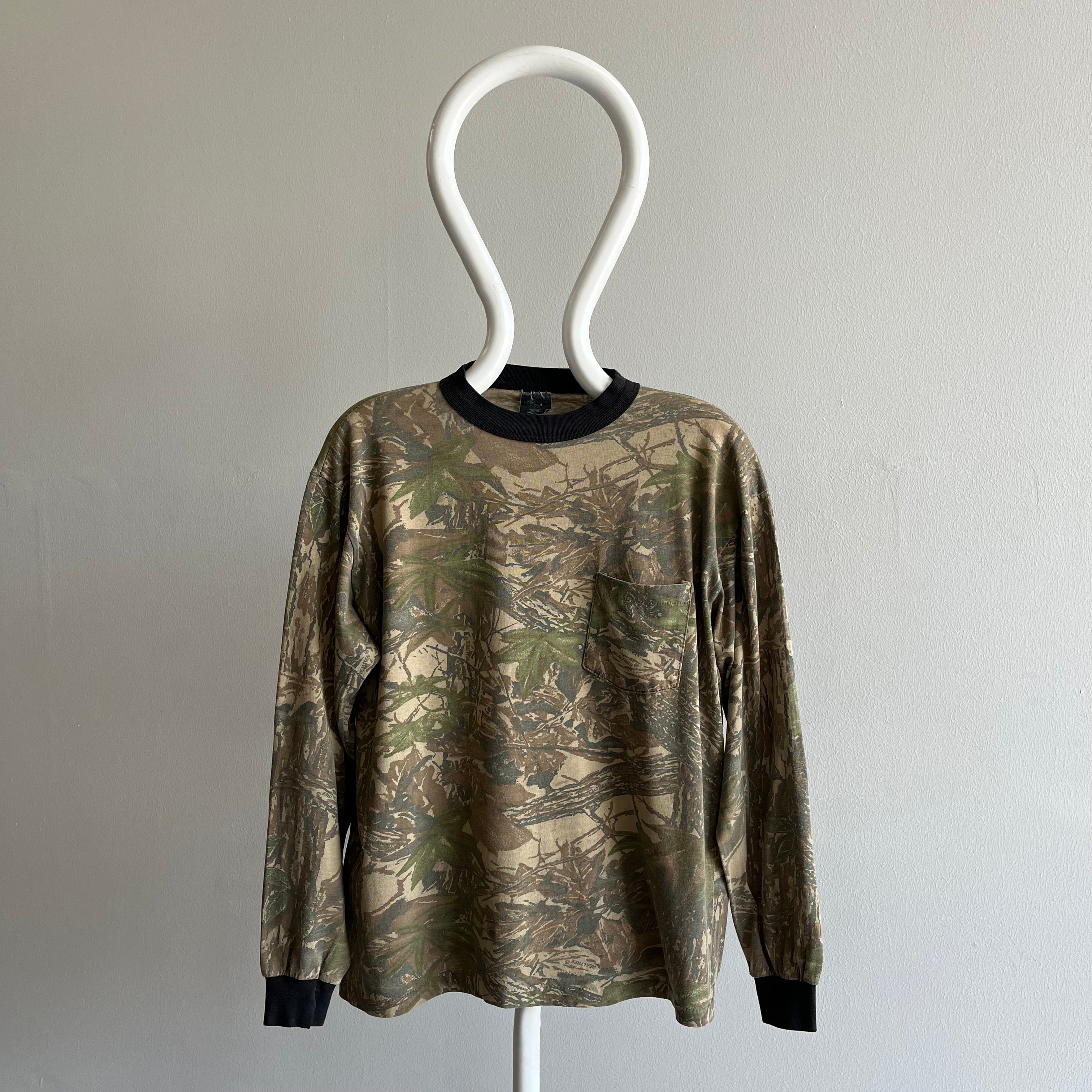 1980s Real Trees Long Sleeve Pocket Camo T-Shirt