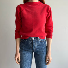 1980s Shorter Long Sleeve Perfectly Red Raglan Sweatshirt