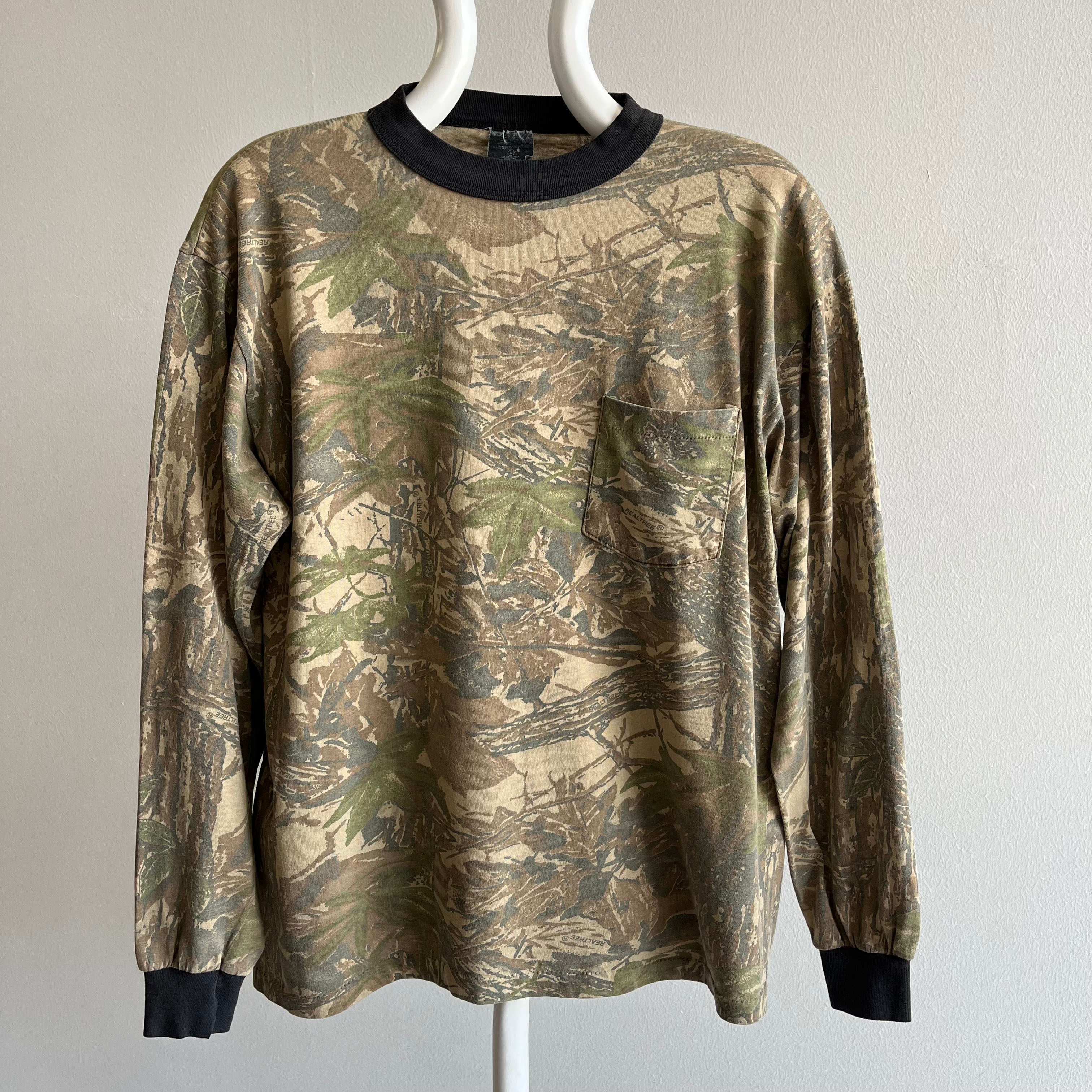 1980s Real Trees Long Sleeve Pocket Camo T-Shirt