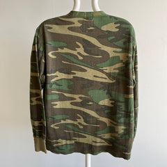 1980s Duofold Super soft camo Thermal Henley with Mismatching Buttons