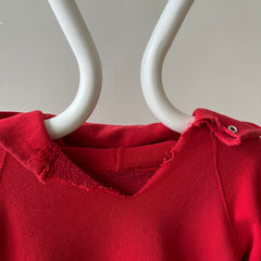 1970s Thrashed Red Raglan Hoodie
