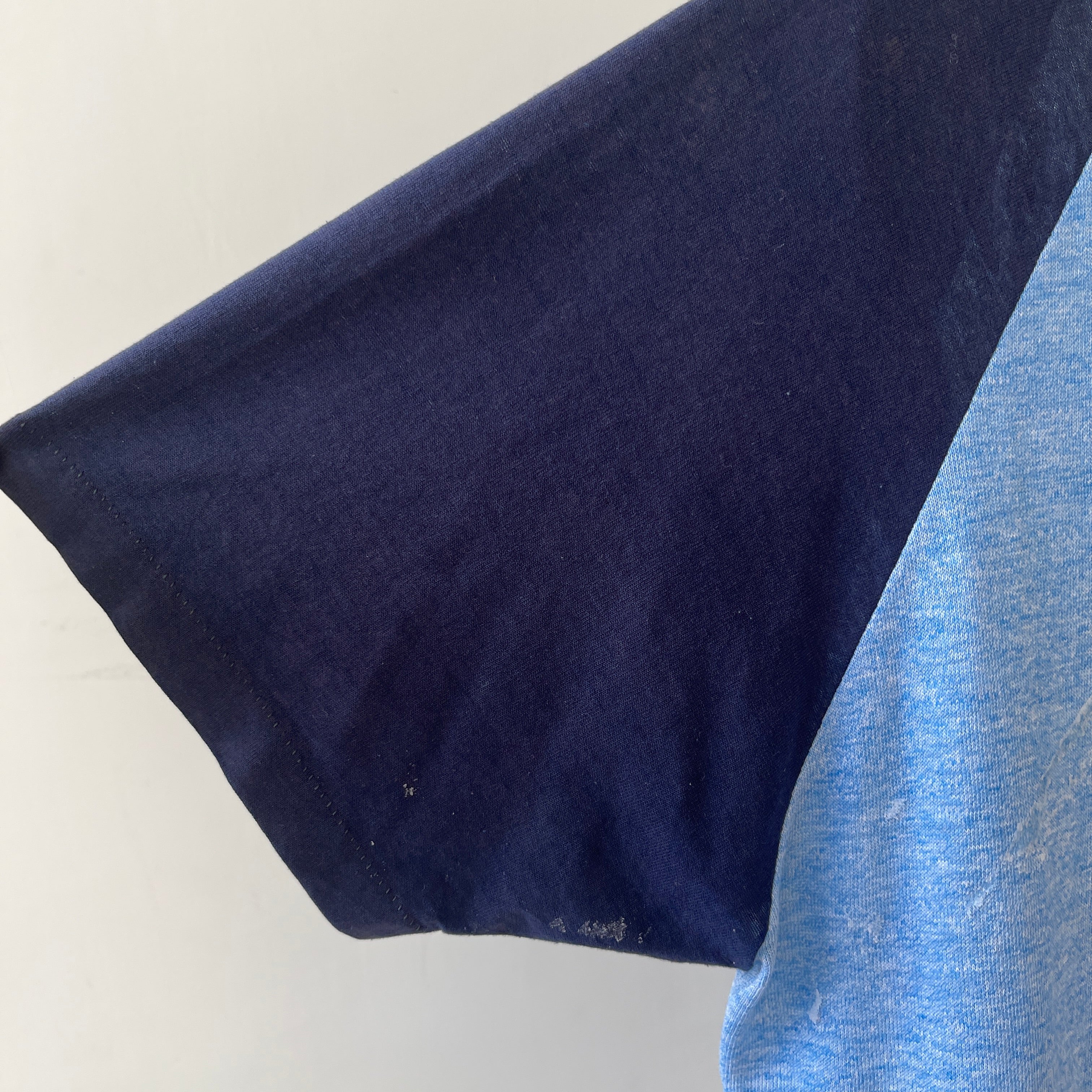 1970s Two Tone Blue Blank T Shirt