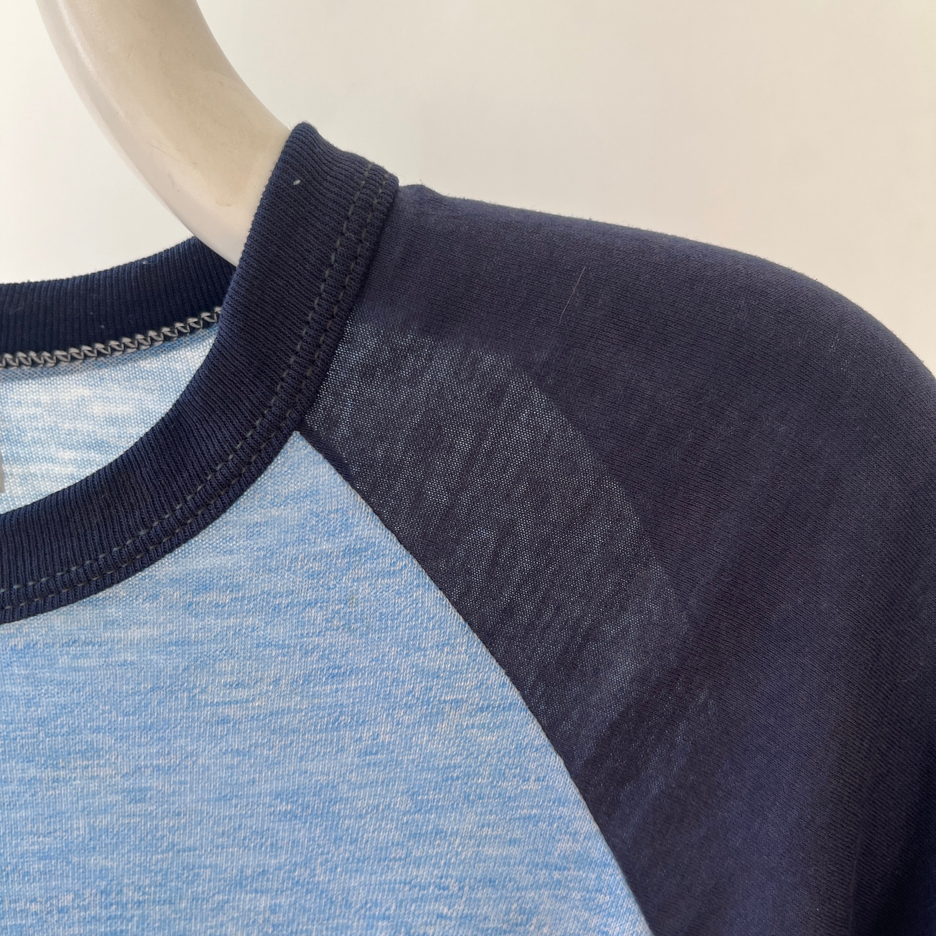 1970s Two Tone Blue Blank T Shirt