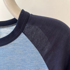 1970s Two Tone Blue Blank T Shirt
