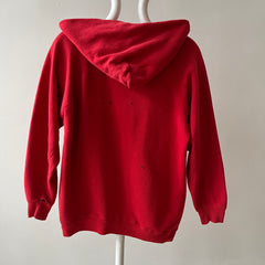 1970s Thrashed Red Raglan Hoodie