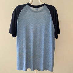 1970s Two Tone Blue Blank T Shirt