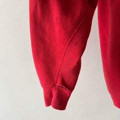 1970s Thrashed Red Raglan Hoodie