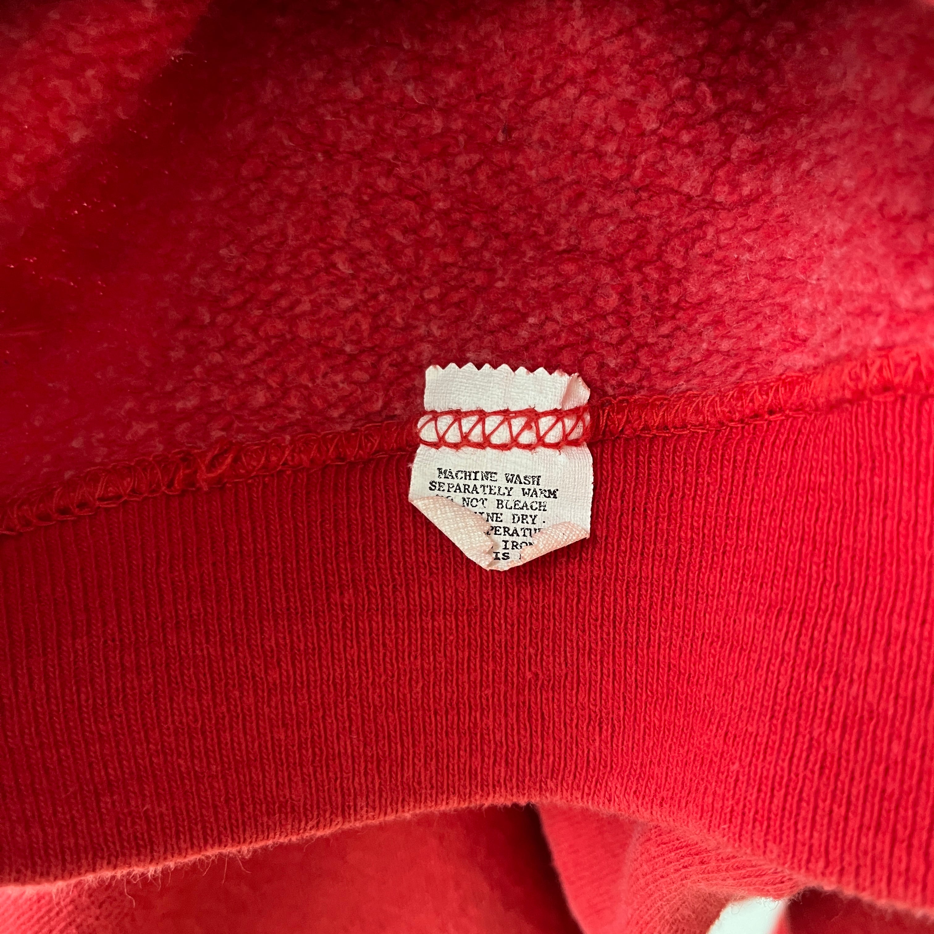 1970s Thrashed Red Raglan Hoodie