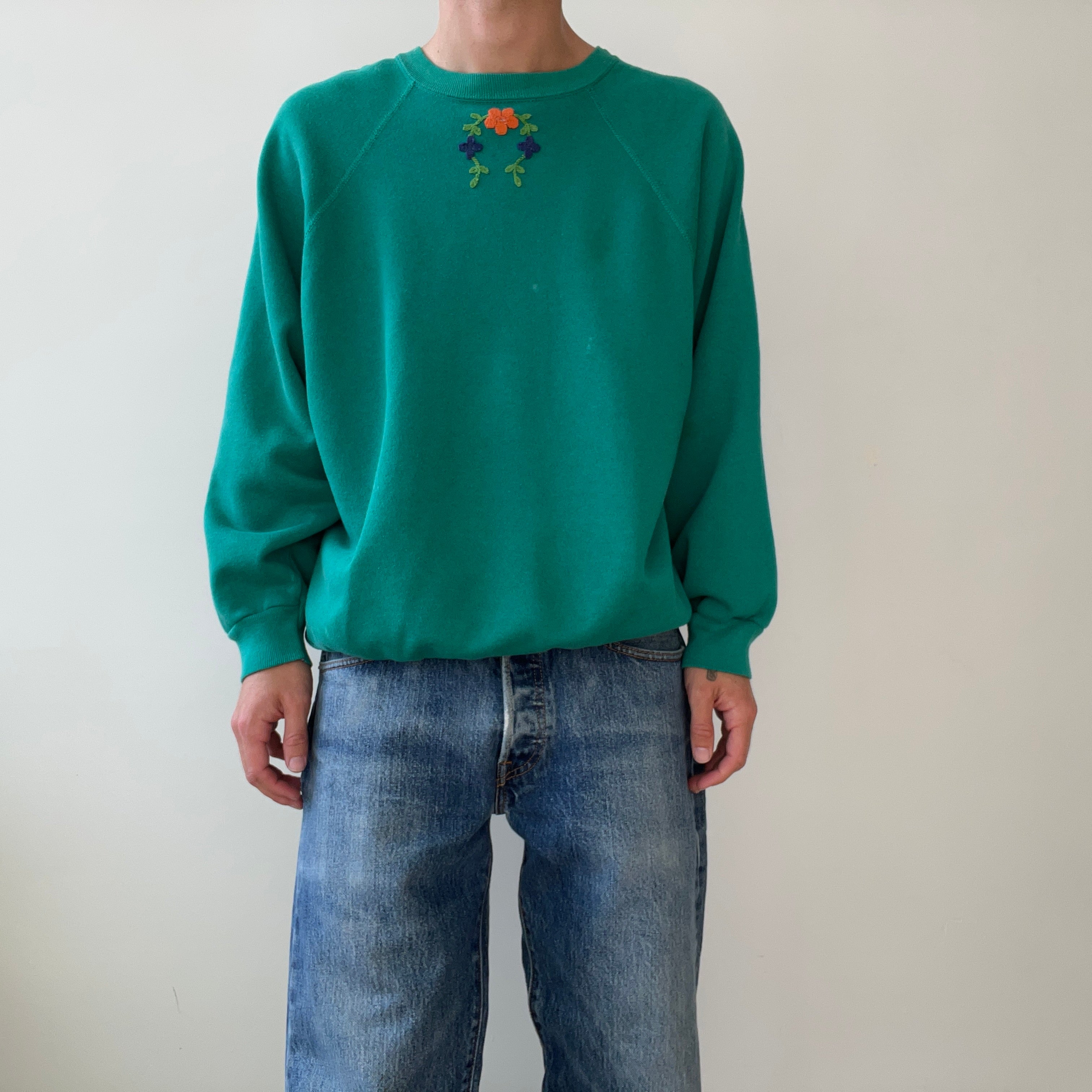 1980s Floral Embroidered Sweatshirt - Very DIY Martha Stewart