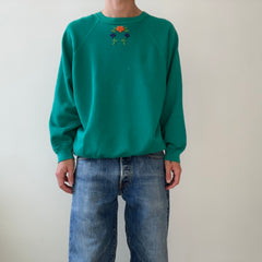 1980s Floral Embroidered Sweatshirt - Very DIY Martha Stewart