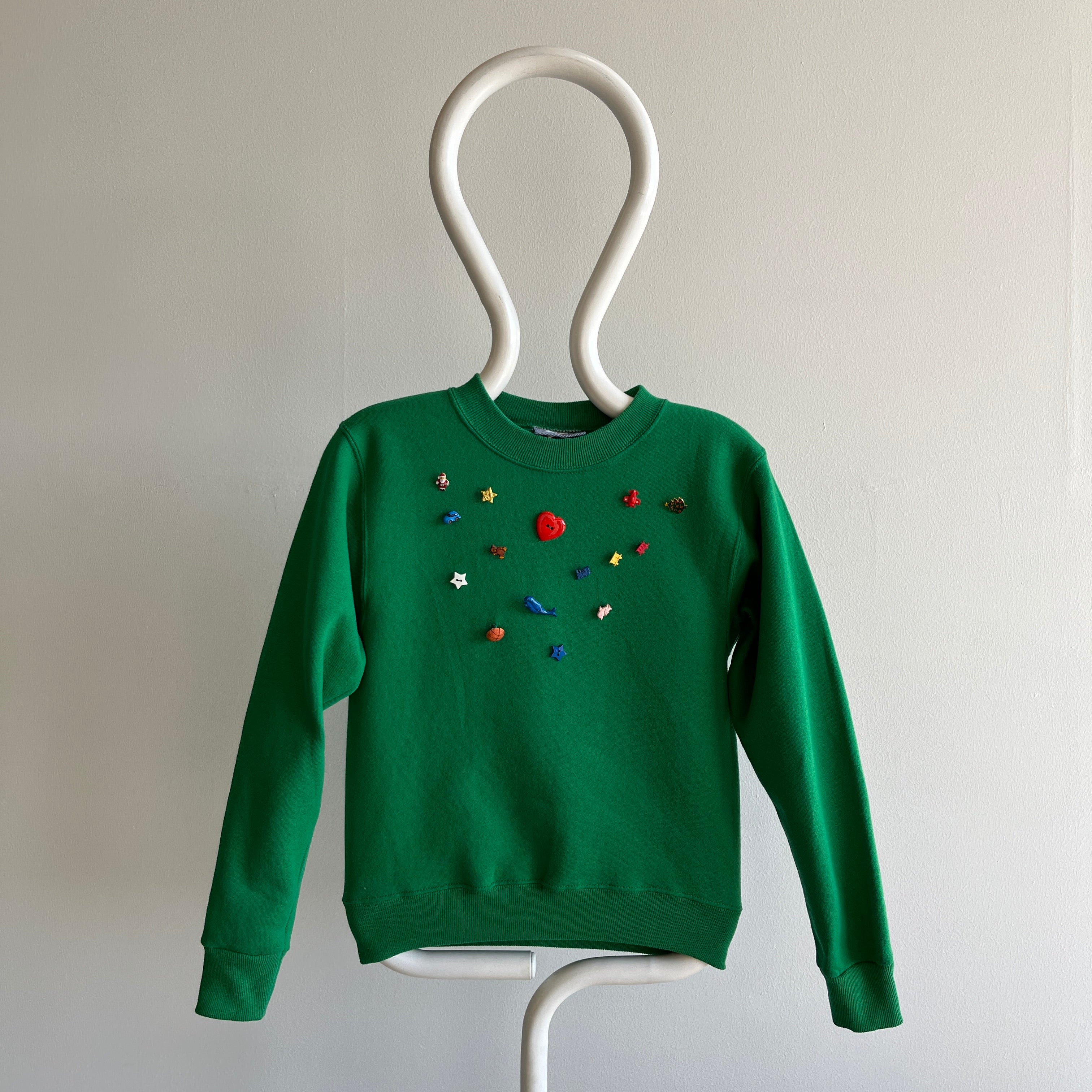 1980s Lee Brand Novelty Christmas Pin/Button Sweatshirt - WOW