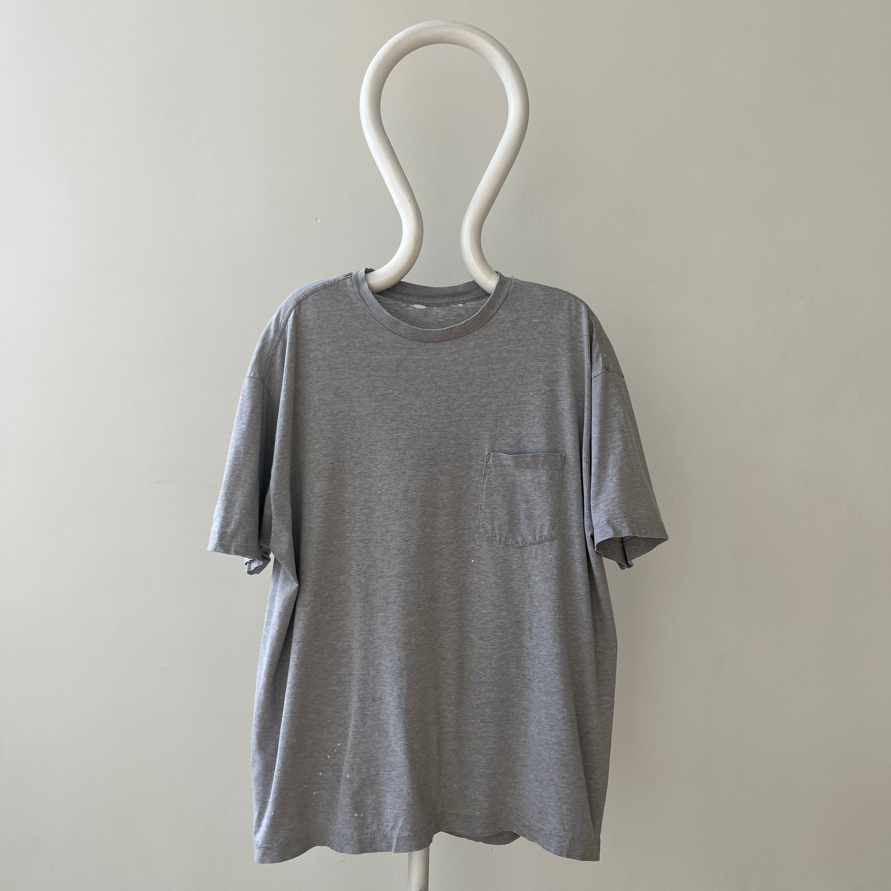 1980s Blank Grey Pocket T Shirt