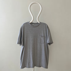 1980s Blank Grey Pocket T Shirt