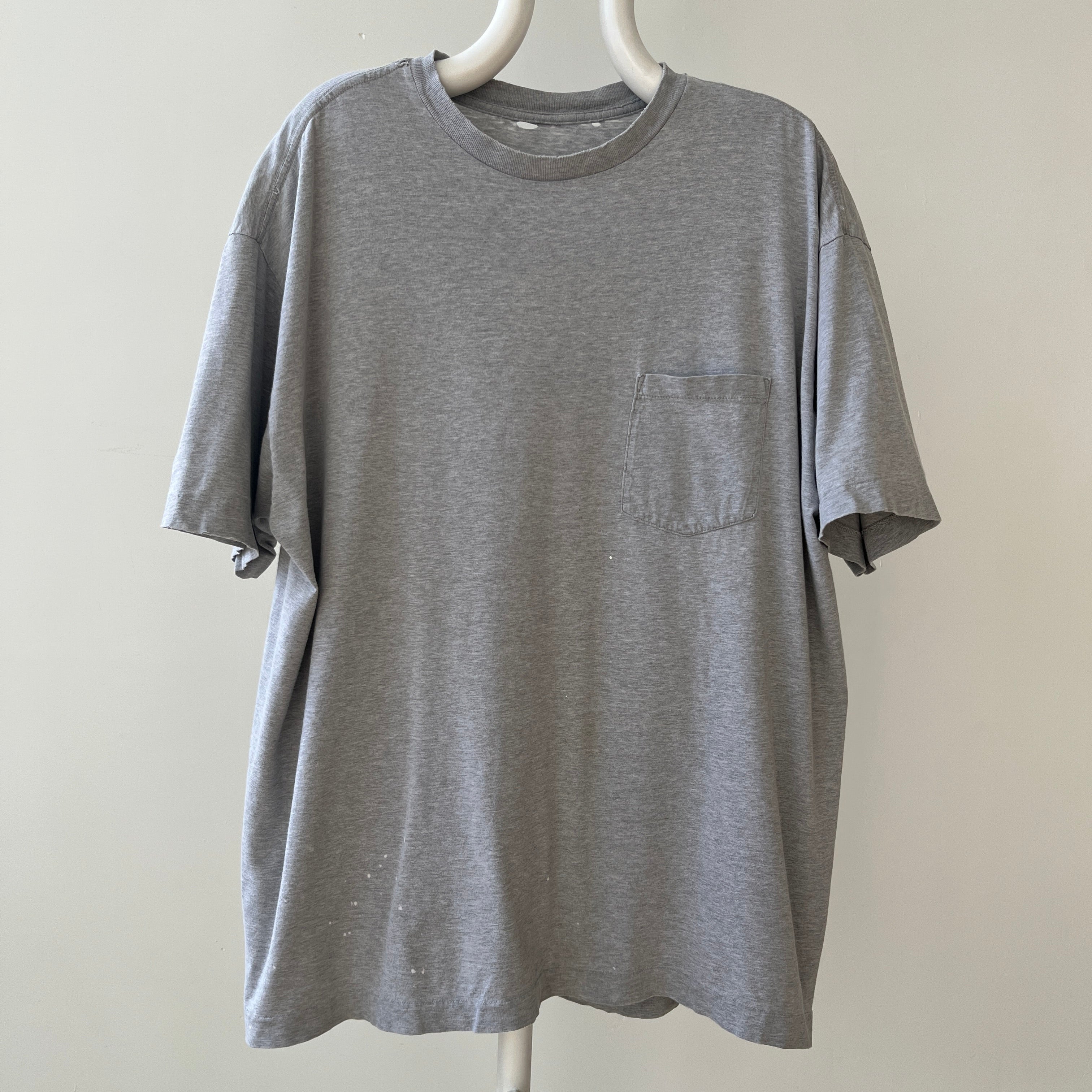 1980s Blank Grey Pocket T Shirt