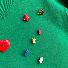 1980s Lee Brand Novelty Christmas Pin/Button Sweatshirt - WOW