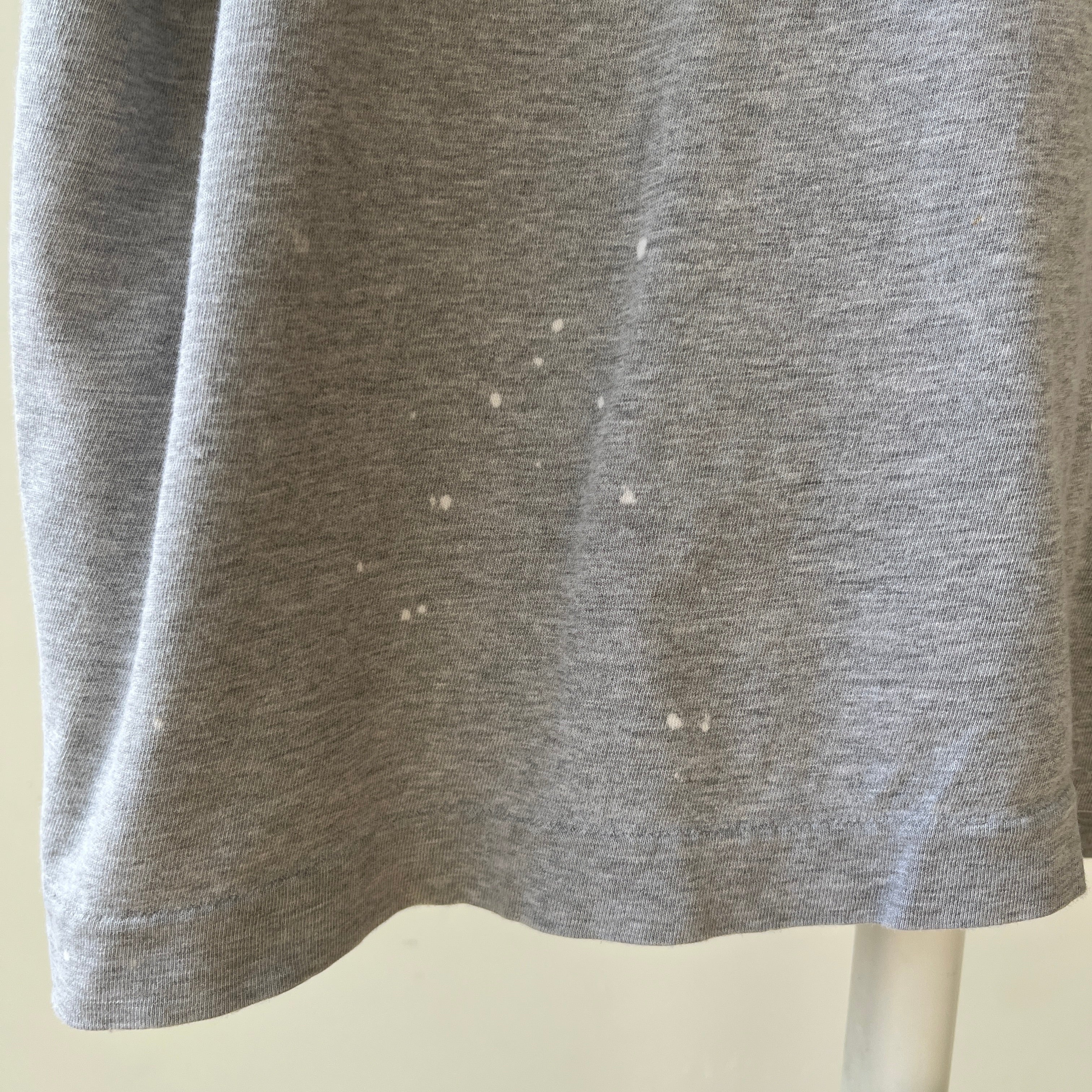 1980s Blank Grey Pocket T Shirt