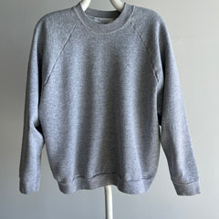 1980s Blank Gray Sweatshirt with Contrast Stitching and a Raglan Mend