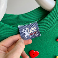 1980s Lee Brand Novelty Christmas Pin/Button Sweatshirt - WOW