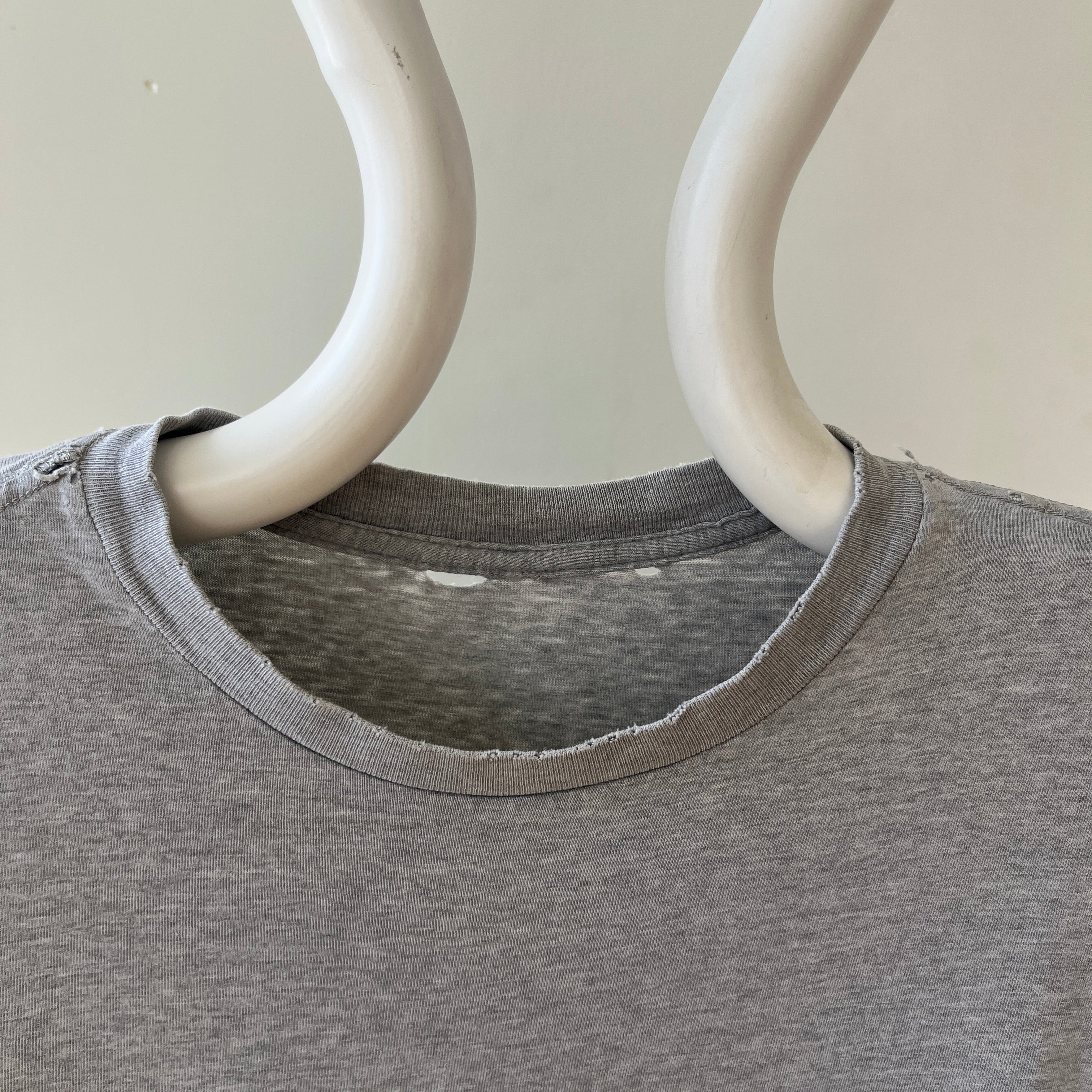 1980s Blank Grey Pocket T Shirt