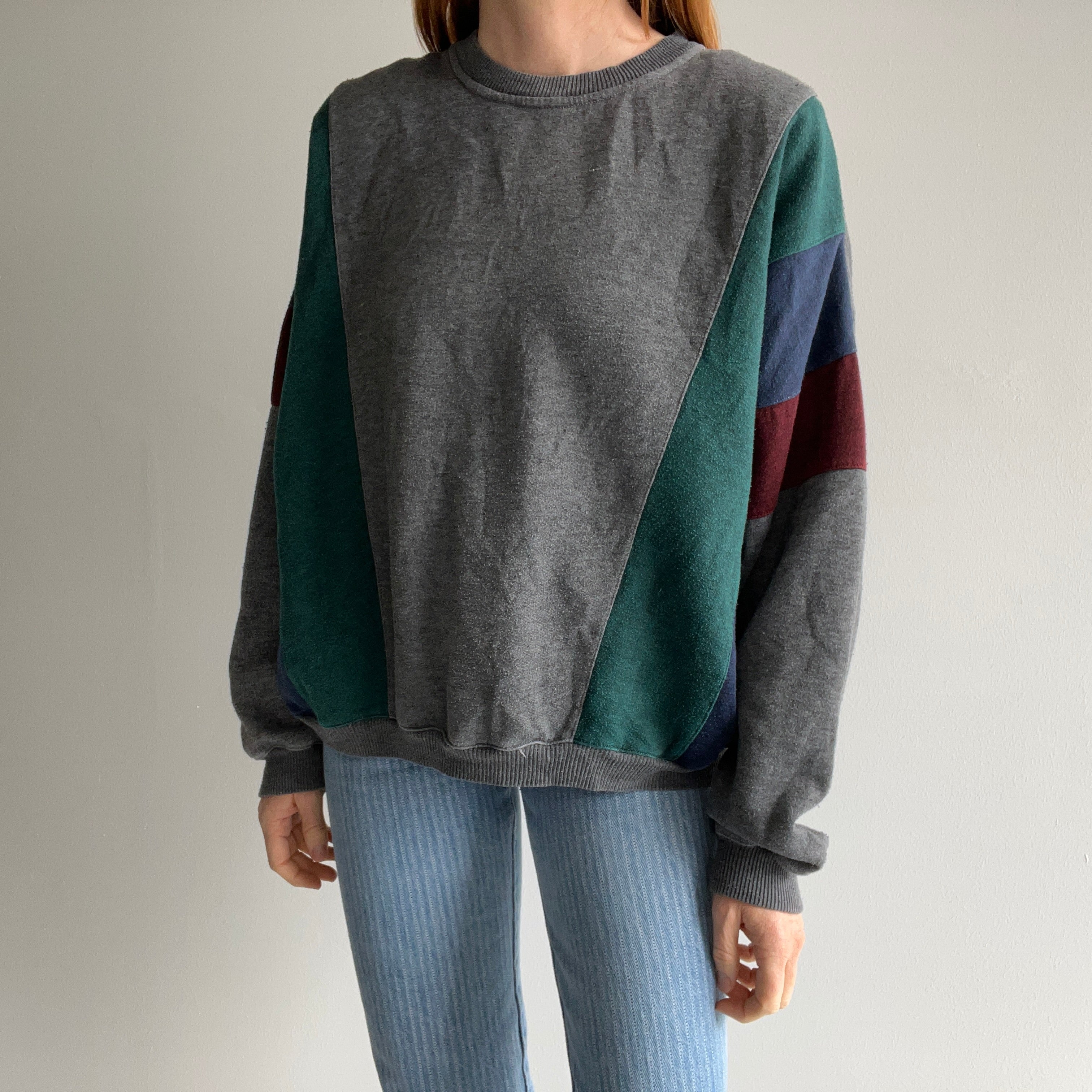 1980/90s Color Block Re-Dyed Sweatshirt