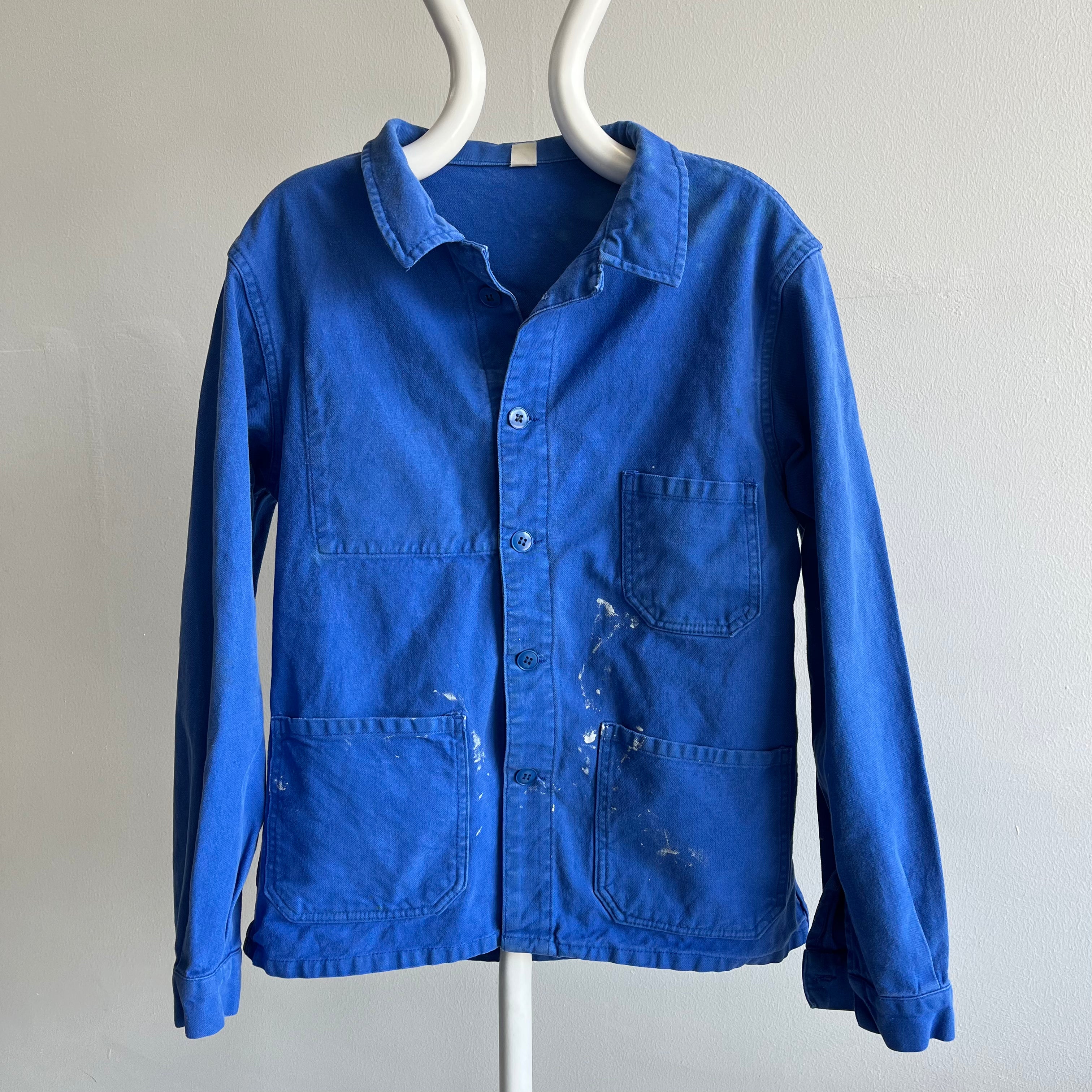 1970s Soft and Stained French Workwear Chore Coat