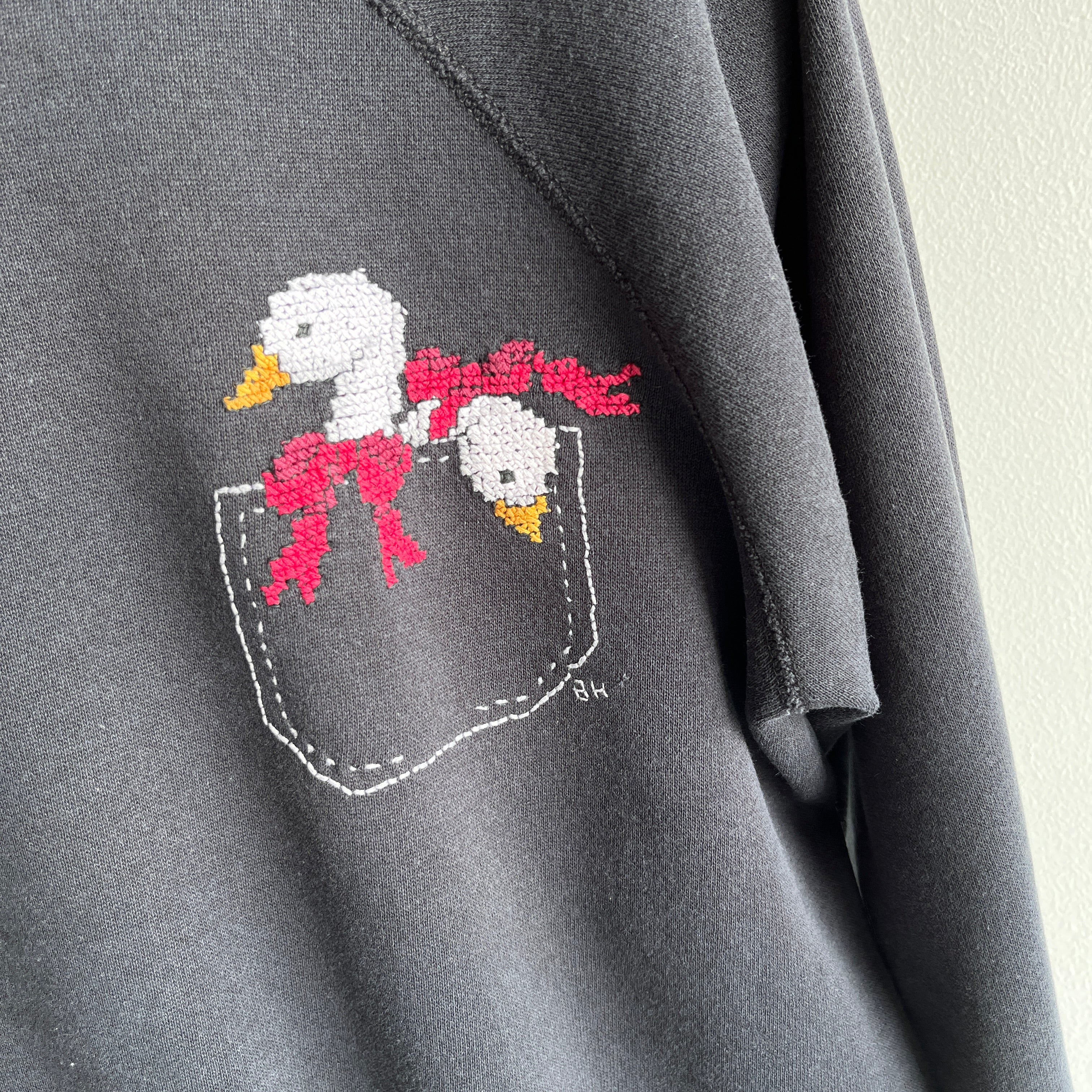 1980s Geese in a Pocket DIY Needlepoint Sweatshirt