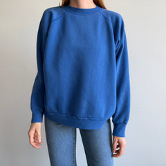 1980s Blank Blue Raglan - Soft and Wonderful