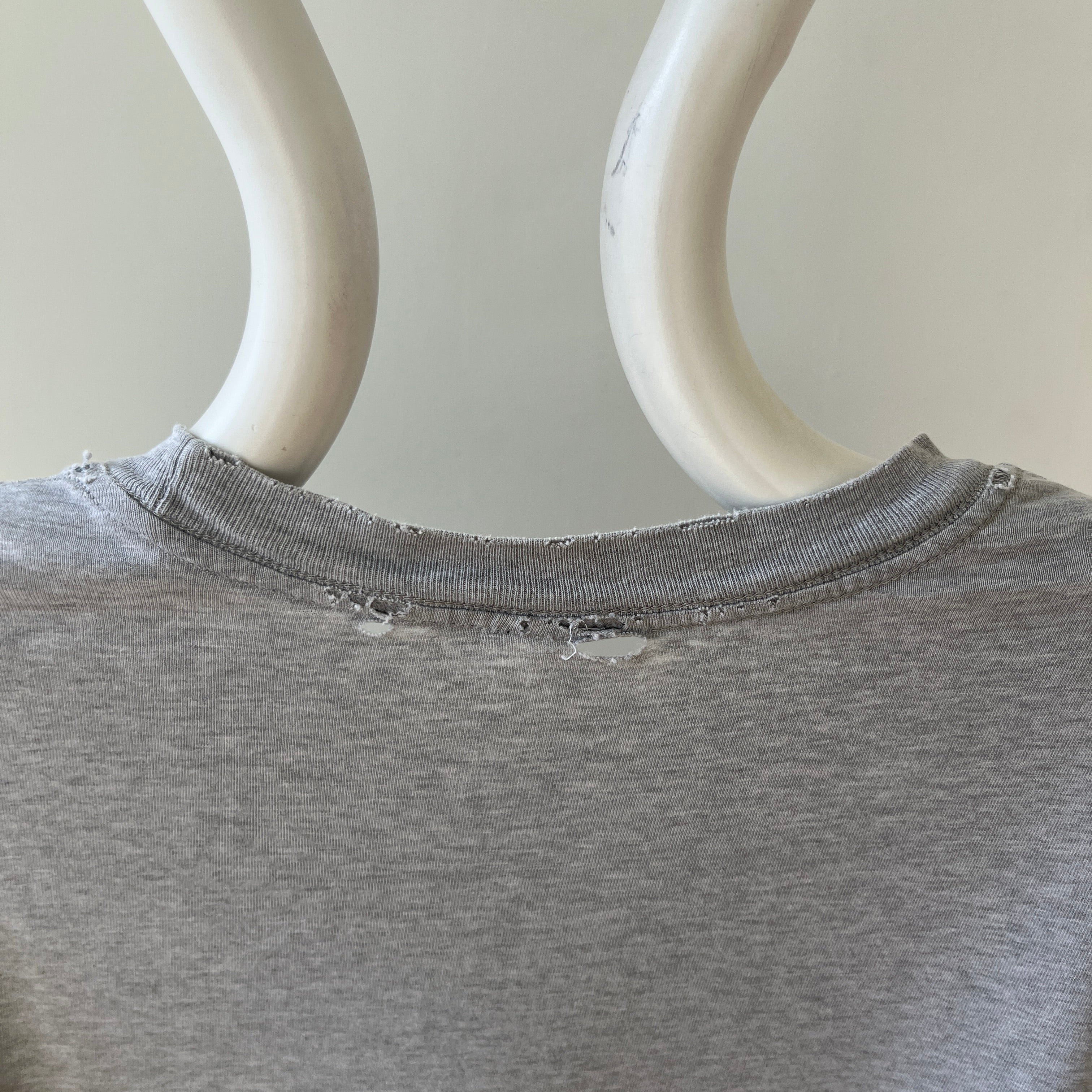 1980s Blank Grey Pocket T Shirt