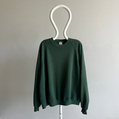 1980s Blank Forest Green Relaxed Fit Raglan by Jerzees