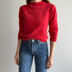 1980s Shorter Long Sleeve Perfectly Red Raglan Sweatshirt