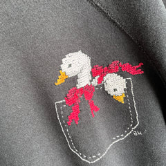 1980s Geese in a Pocket DIY Needlepoint Sweatshirt