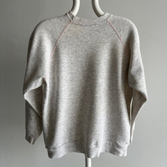 1980s Blank Light Gray Single V with Pale Pink Stitching - SO CUTE