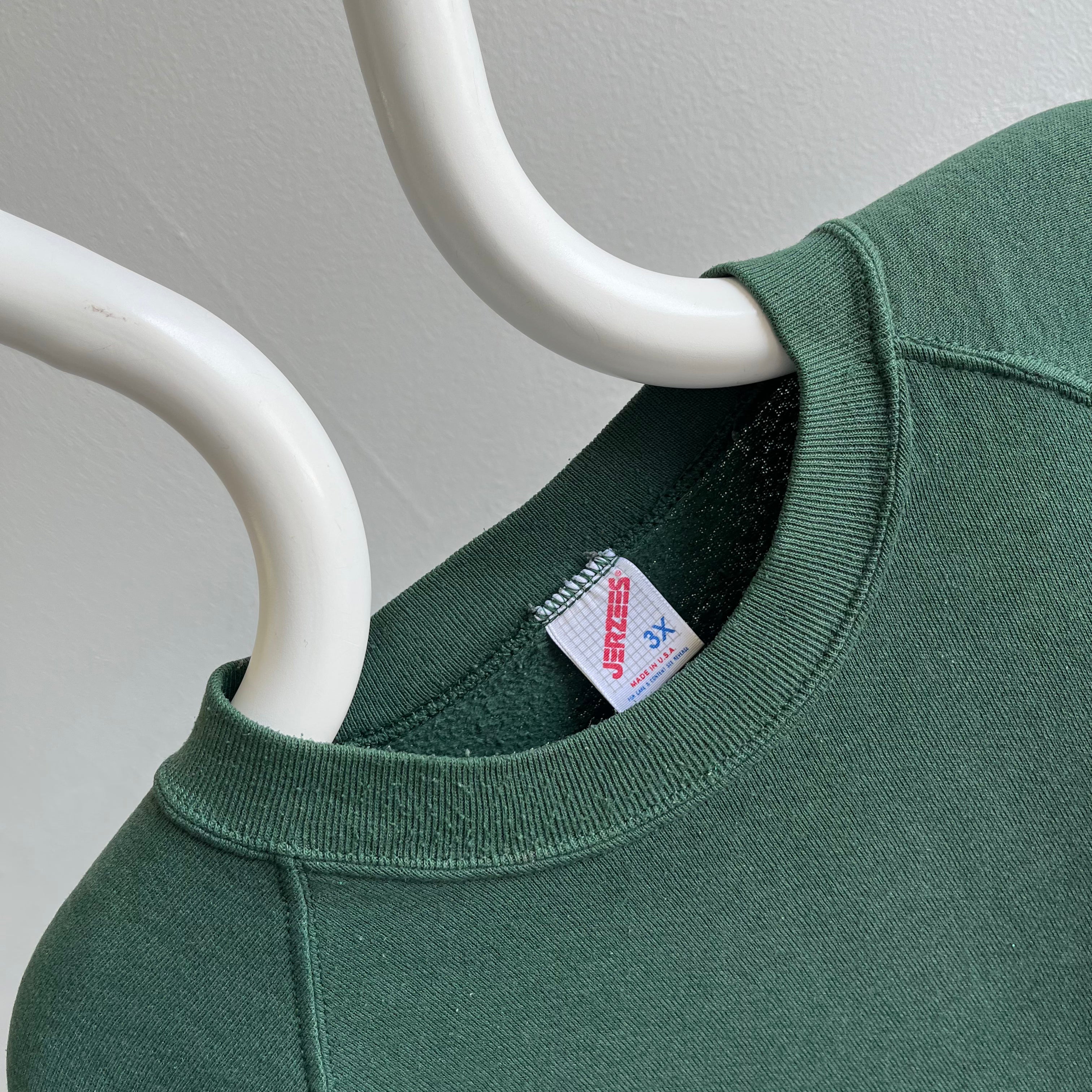 1980s Blank Forest Green Relaxed Fit Raglan by Jerzees