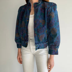 1980s Floral Puff Sleeves Babe of a Denim Jacket - !!!!!