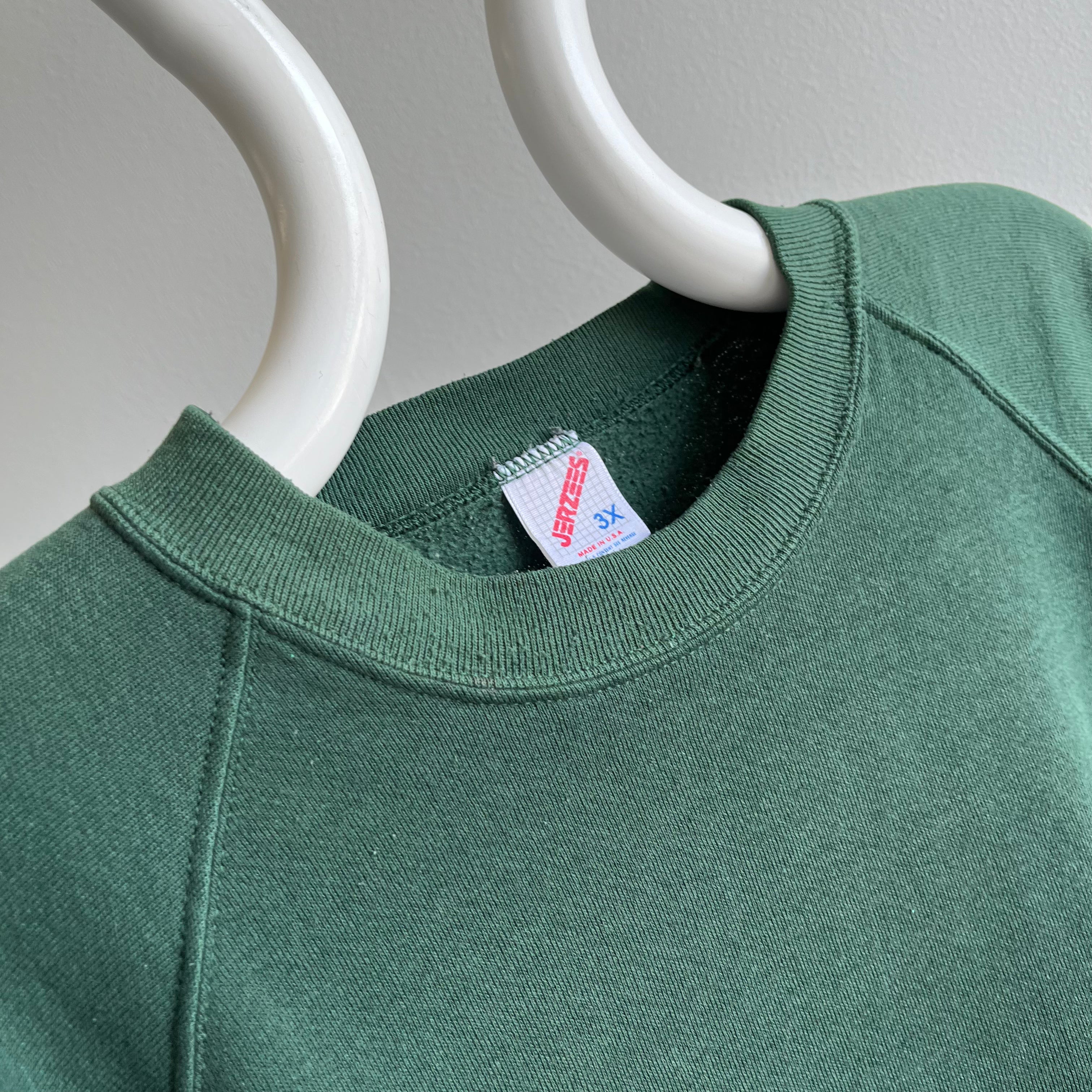 1980s Blank Forest Green Relaxed Fit Raglan by Jerzees