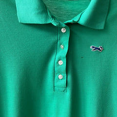 1970s/80s Blank Green Polo Style T Shirt - (Button Replaced)
