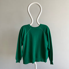 1970s Kelly Green Super Soft and Slouchy Raglan with Contrast Stitching