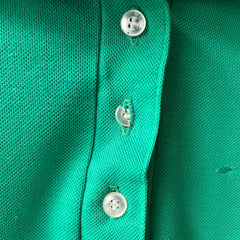 1970s/80s Blank Green Polo Style T Shirt - (Button Replaced)