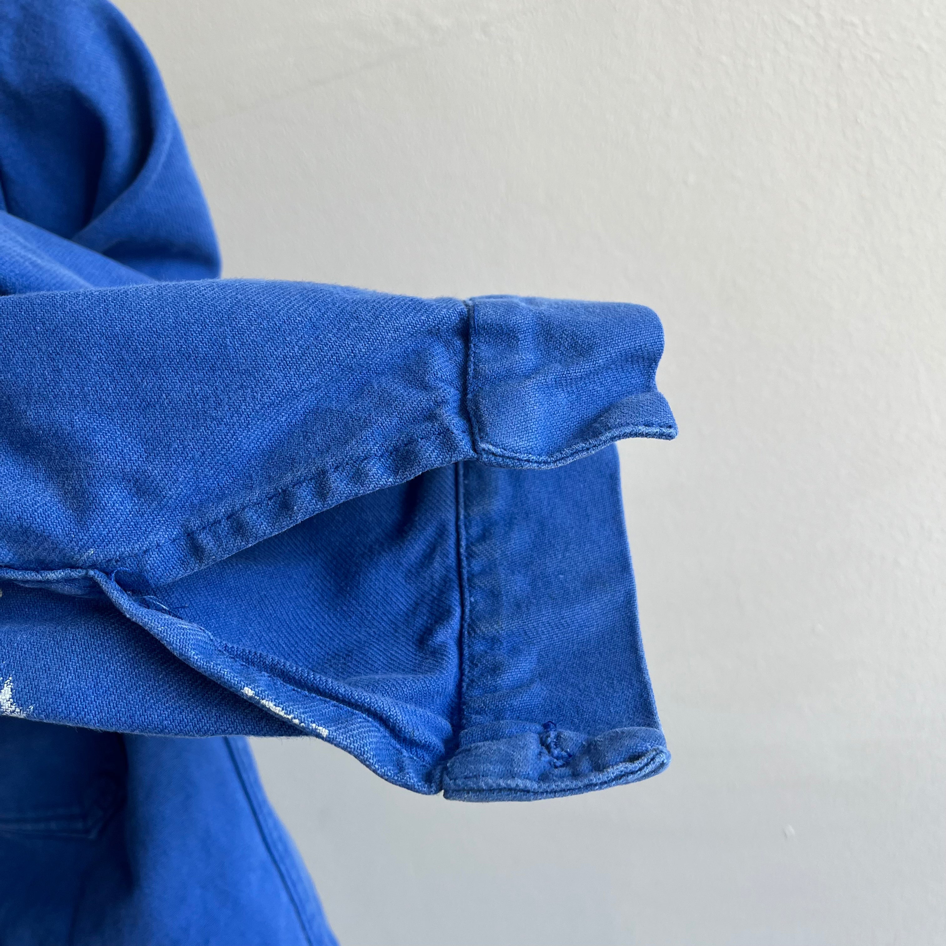 1970s Soft and Stained French Workwear Chore Coat