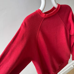 1970s Contrast Collar Red Raglan Sweatshirt - Collectible