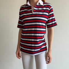 1970/80s Red, White and Blue Striped Polo Shirt